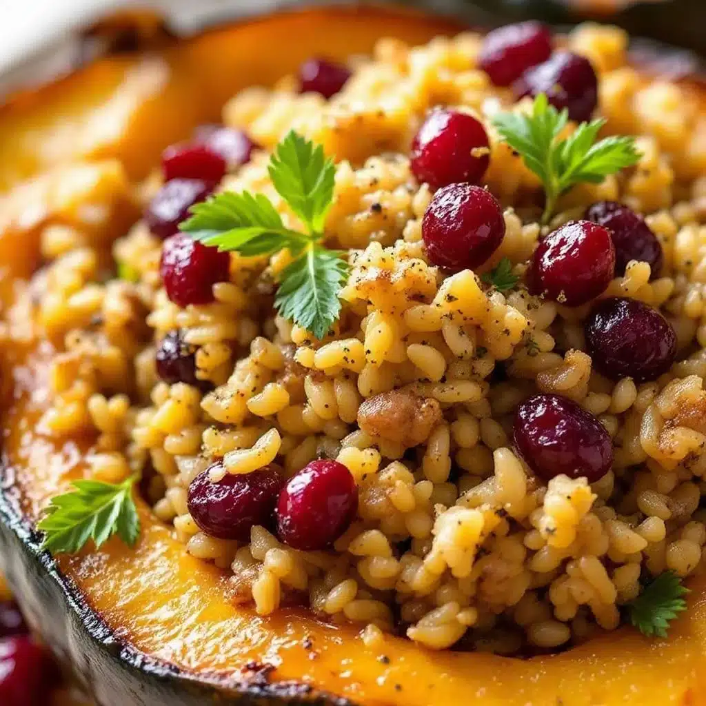 stuffed acorn squash with wild rice - featured image